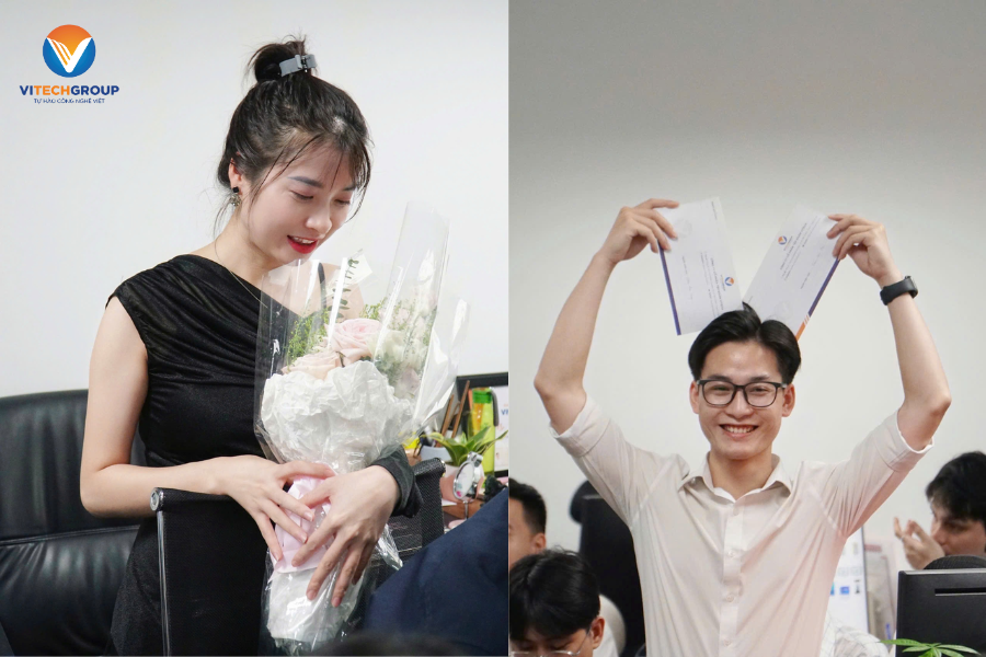 Những món quà sinh nhật được trao tới tay từng thành viên trong đại gia đình ViTech Tiệc Nội bộ tháng 8 tại ViTech