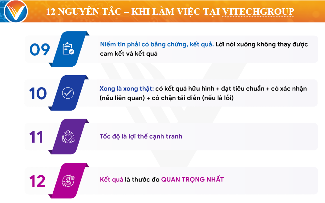 12 nguyên tắc làm việc tại ViTech Group