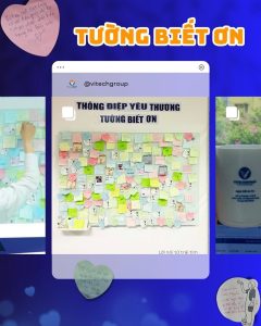 Tường Biết Ơn tại ViTech Group với những tờ note lan tỏa văn hóa biết ơn